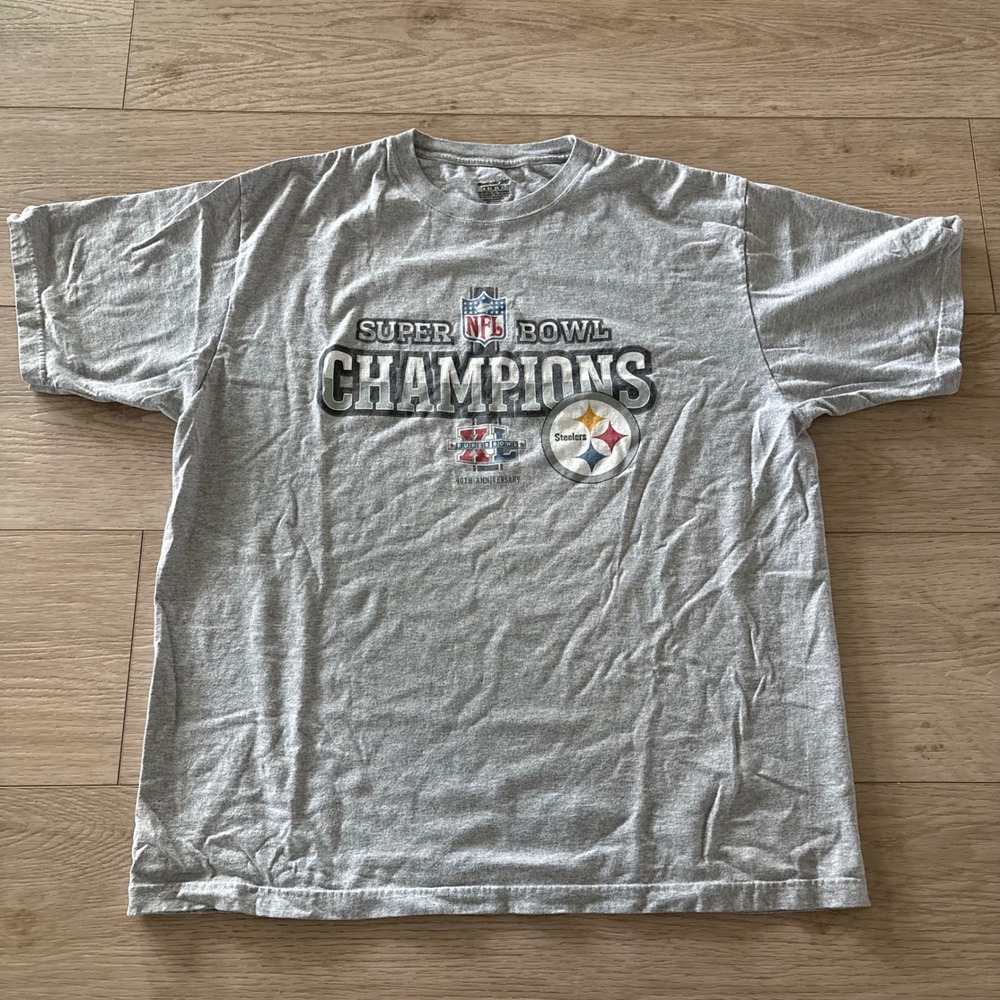 Vintage Reebok Pittsburgh Steelers Super Bowl XL Champions T-Shirt Mens XL